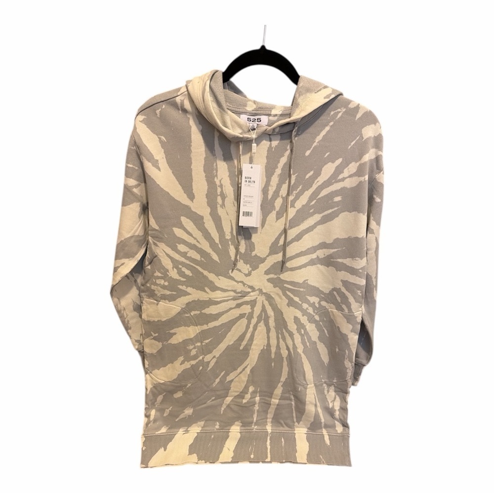 525 America Tie-Dye Long Hoodie with pockets Cream Silver size Medium New